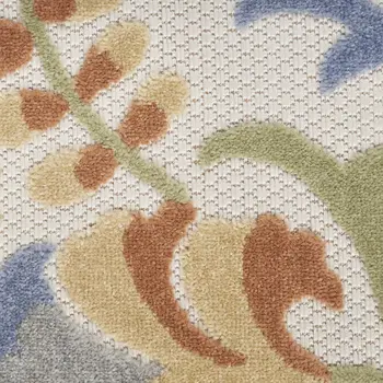 5' X 7' Ivory And Blue Indoor Outdoor Area Rug