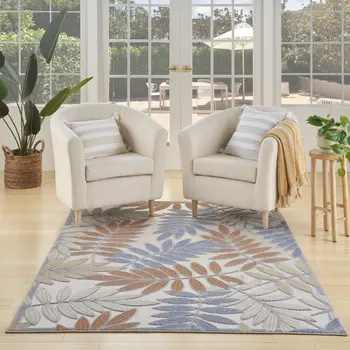 6' X 9' Blue Indoor Outdoor Area Rug