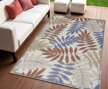 4' X 6' Blue Indoor Outdoor Area Rug