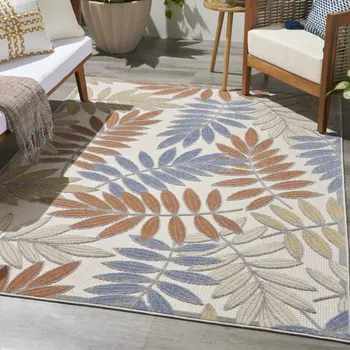 5' X 7' Blue Indoor Outdoor Area Rug
