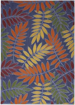 4' X 6' Orange Green And Blue Indoor Outdoor Area Rug
