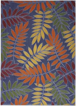 4' X 6' Orange Green And Blue Indoor Outdoor Area Rug