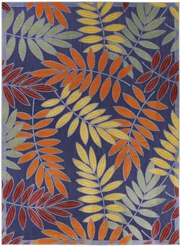 6' X 9' Orange Green And Blue Indoor Outdoor Area Rug
