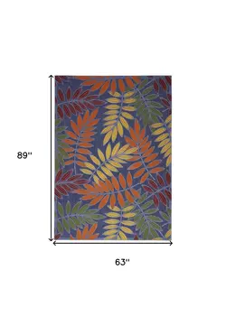 5' X 7' Orange Green And Blue Indoor Outdoor Area Rug