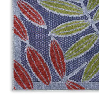 5' X 7' Orange Green And Blue Indoor Outdoor Area Rug