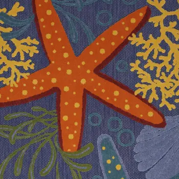 4' X 6' Blue Starfish Indoor Outdoor Area Rug