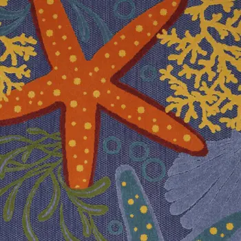 4' X 6' Blue Starfish Indoor Outdoor Area Rug
