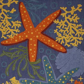 6' X 9' Orange Green And Blue Indoor Outdoor Area Rug