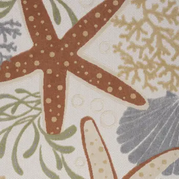 4' X 6' Ivory Orange And Blue Indoor Outdoor Area Rug