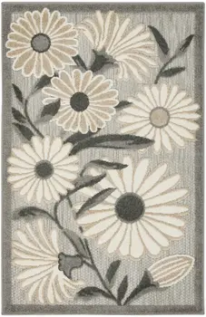 3' X 4' Beige Floral Indoor Outdoor Area Rug