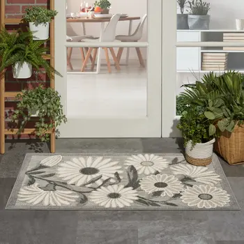 3' X 4' Beige Floral Indoor Outdoor Area Rug