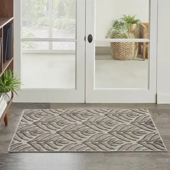 3' X 4' Charcoal Floral Indoor Outdoor Area Rug