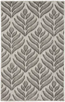 3' X 4' Charcoal Floral Indoor Outdoor Area Rug