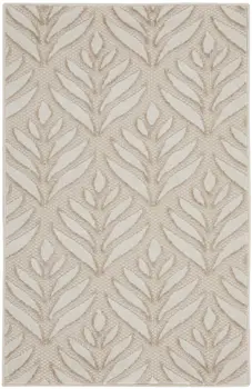 3' X 4' Gray and Ivory Floral Indoor Outdoor Area Rug