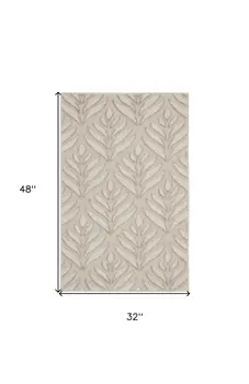 3' X 4' Gray and Ivory Floral Indoor Outdoor Area Rug