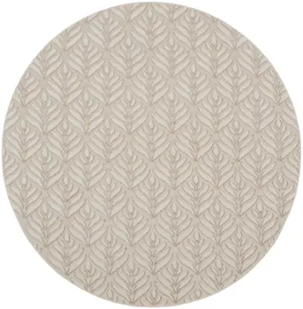 8' Gray and Ivory Round Floral Indoor Outdoor Area Rug