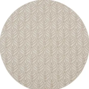 8' Gray and Ivory Round Floral Indoor Outdoor Area Rug