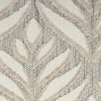 8' Gray and Ivory Round Floral Indoor Outdoor Area Rug