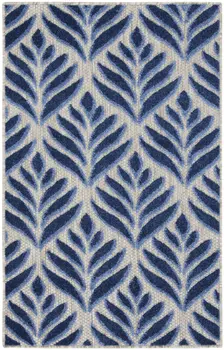 3' X 4' Blue Floral Indoor Outdoor Area Rug