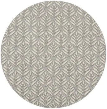 8' Gray Round Floral Indoor Outdoor Area Rug