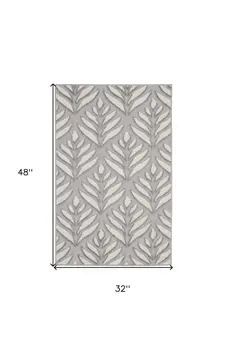 3' X 4' Gray Floral Indoor Outdoor Area Rug