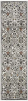 8' Green and Ivory Floral Power Loom Runner Rug