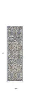 8' Green and Ivory Floral Power Loom Runner Rug
