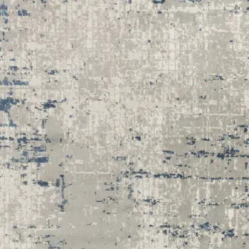 9' X 12' Ivory Gray And Blue Abstract Distressed Area Rug