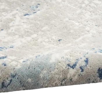 10' Blue and Gray Abstract Power Loom Runner Rug