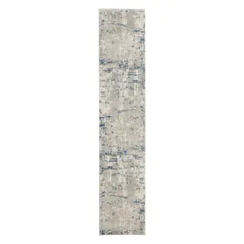 10' Blue and Gray Abstract Power Loom Runner Rug