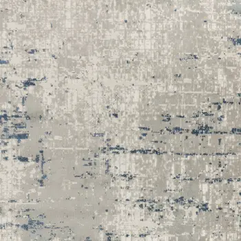 10' X 14' Ivory Gray And Blue Abstract Distressed Area Rug