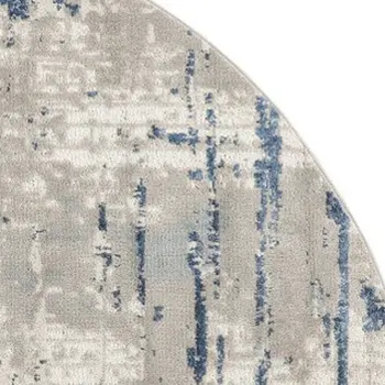5' Blue and Gray Round Abstract Power Loom Area Rug