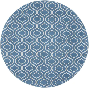 8' Gray Round Moroccan Power Loom Area Rug