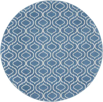 8' Gray Round Moroccan Power Loom Area Rug