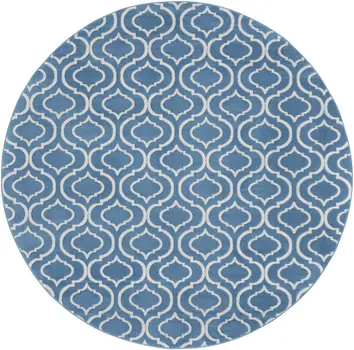 8' Gray Round Moroccan Power Loom Area Rug