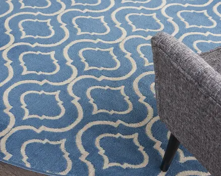 8' Gray Round Moroccan Power Loom Area Rug