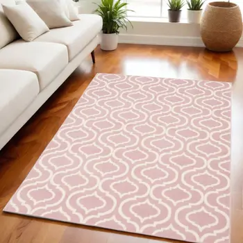 5' X 7' Pink and Ivory Moroccan Power Loom Area Rug
