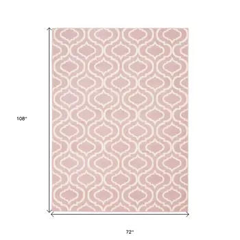 6' X 9' Pink and Ivory Moroccan Power Loom Area Rug