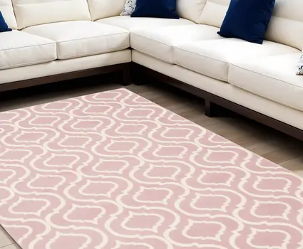 6' X 9' Pink and Ivory Moroccan Power Loom Area Rug