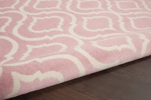 6' X 9' Pink and Ivory Moroccan Power Loom Area Rug