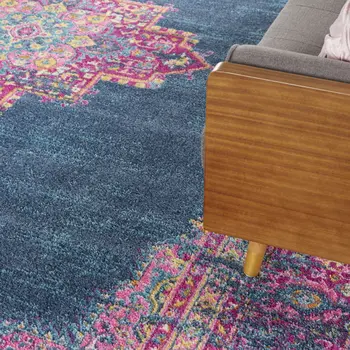 12' X 18' Blue Moroccan Power Loom Distressed Area Rug