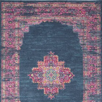 12' X 18' Blue Moroccan Power Loom Distressed Area Rug