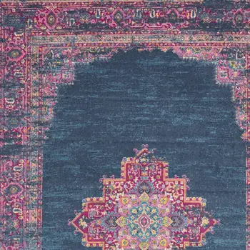 12' X 15' Blue Moroccan Power Loom Distressed Area Rug