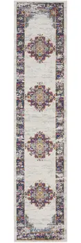 10' Blue And Ivory Oriental Distressed Runner Rug