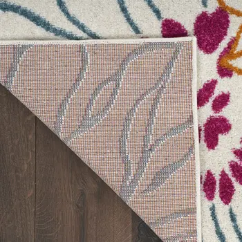 10' Ivory And Blue Floral Runner Rug