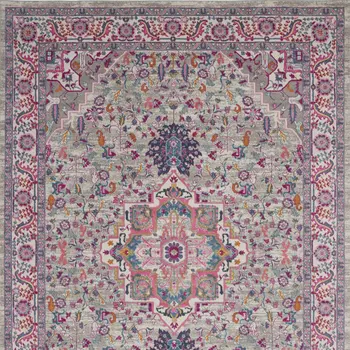 9' X 12' Gray Floral Power Loom Area Rug