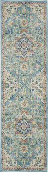 10' Ivory Floral Power Loom Runner Rug