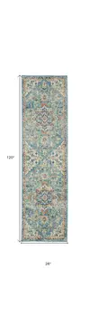 10' Ivory Floral Power Loom Runner Rug
