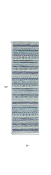 10' Navy Blue Floral Power Loom Runner Rug