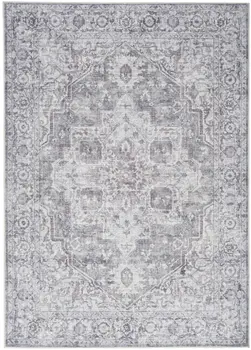 6' X 9' Blue And Pink Floral Power Loom Distressed Washable Area Rug